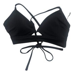 Shade & Shore Women's Black Strappy Tie-Back Bikini Top, 34B